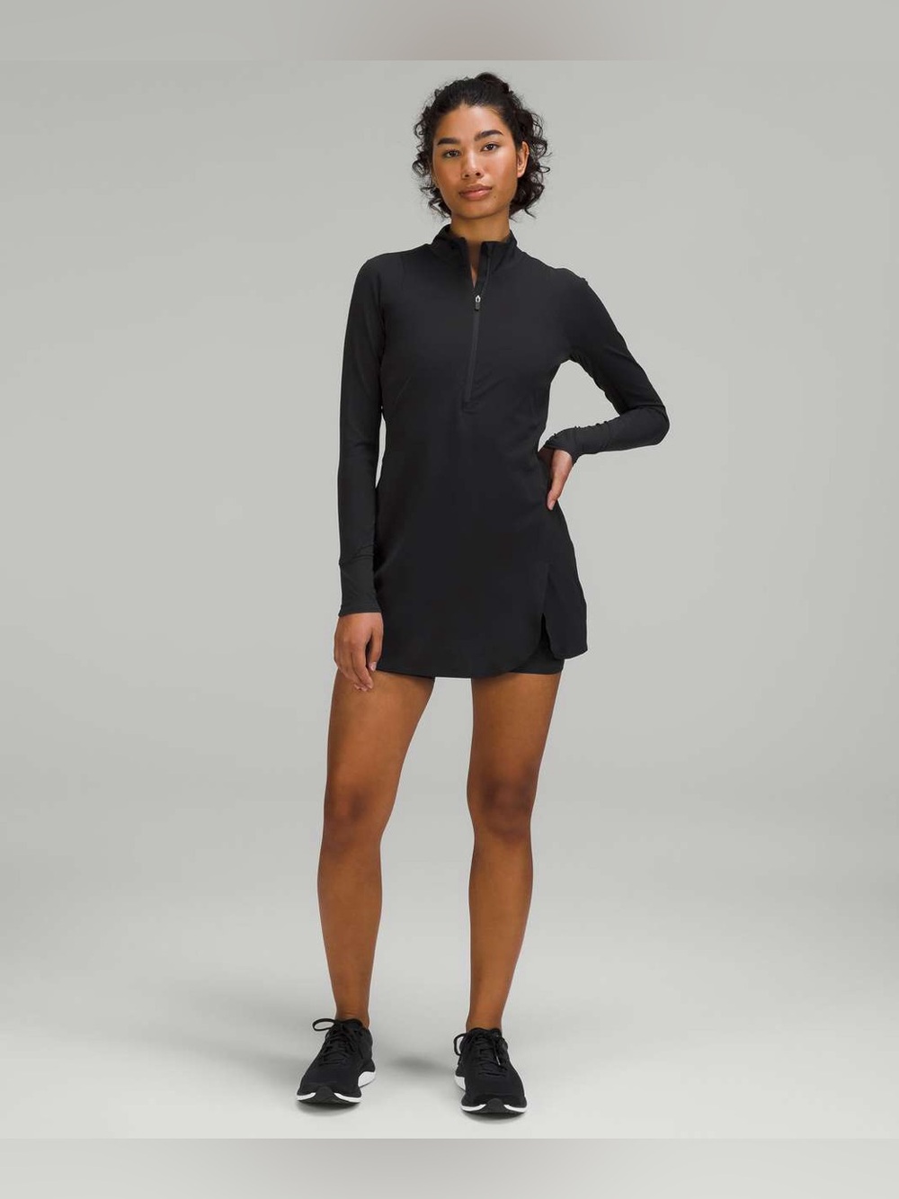 Lululemon Nulux Long Sleeve Tennis Dress size 4 Black BLK